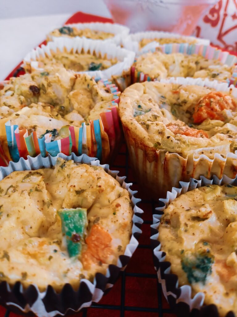 Egg white muffins with eggs in the background