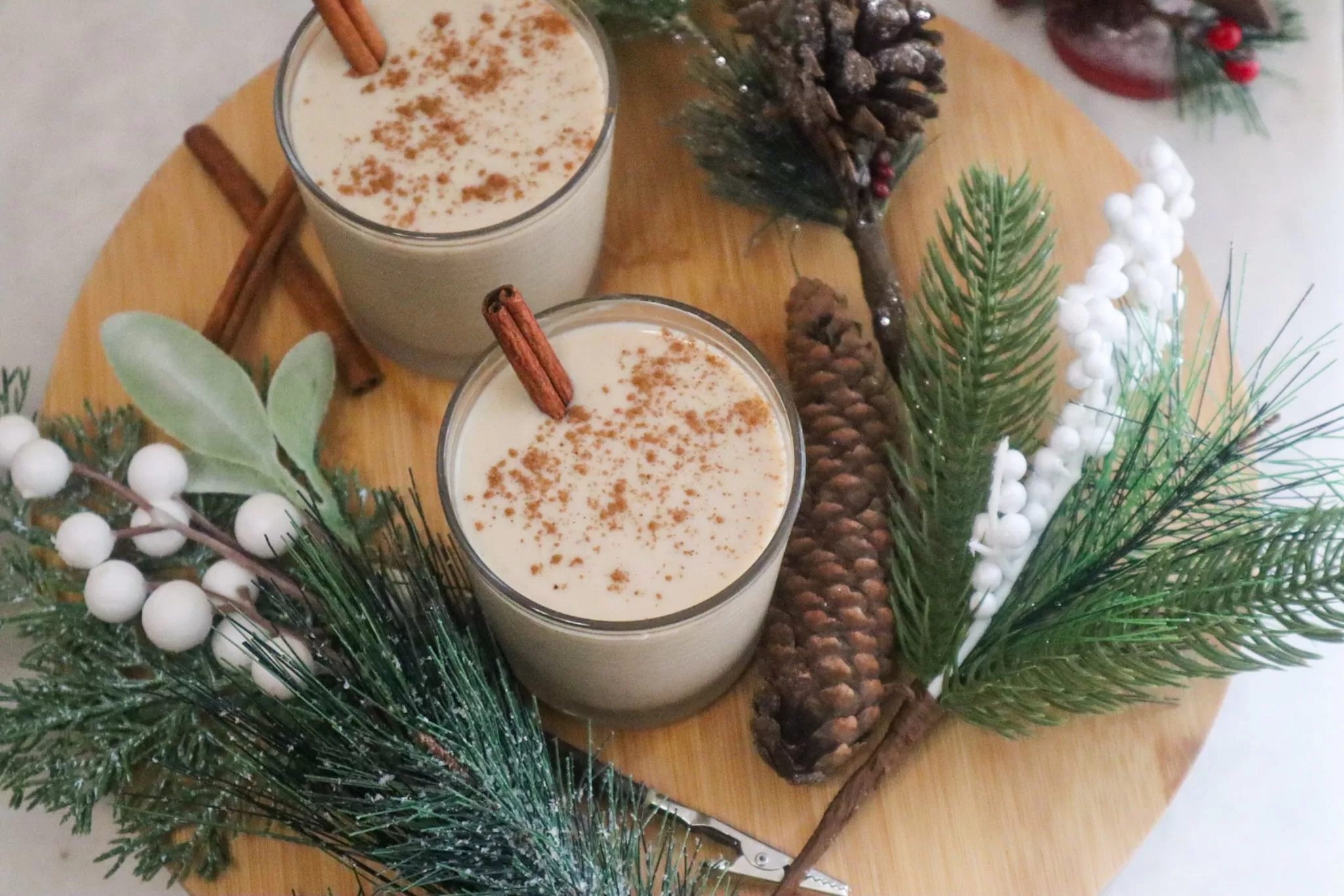 Keto eggnog in glasses.