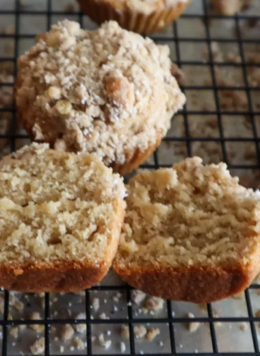 Gluten-Free maple crunch muffins on a cooling rack.