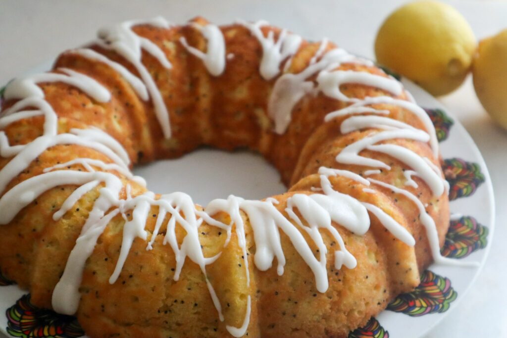 Coconut flour lemon poppy seed on a plate.