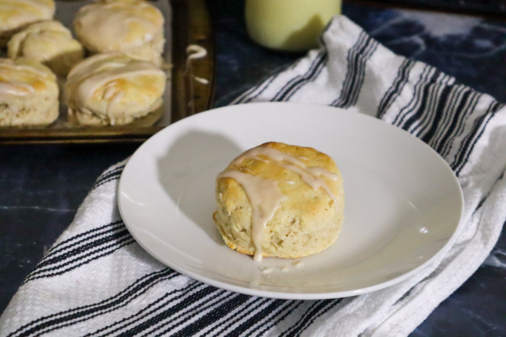 Gluten-free eggnog biscuits on a plate.