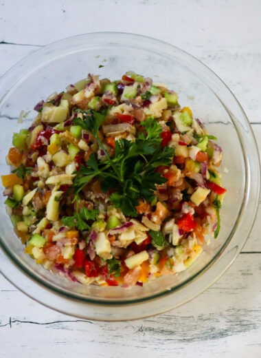 Vegan conch salad in a bowl.