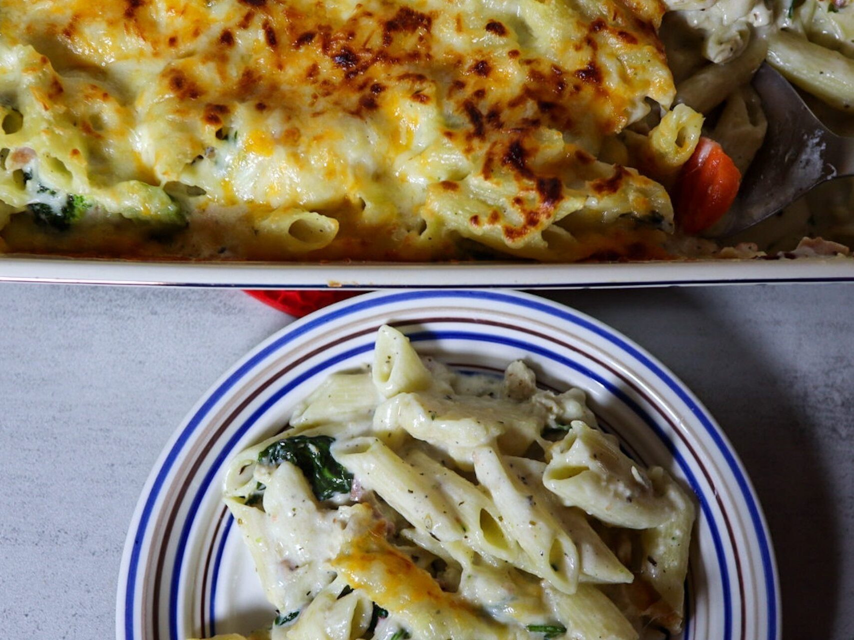 Chicken cordon bleu pasta casserole.